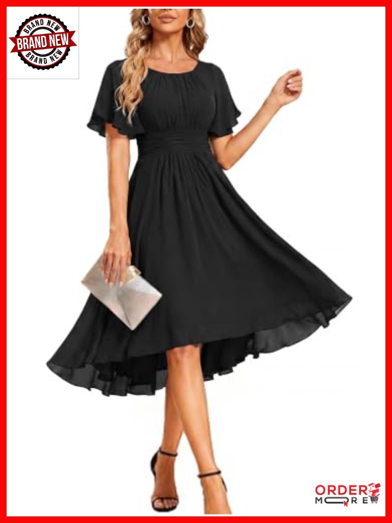 Chiffon Crew Neck Empire Waist Wedding Guest Dress 02053